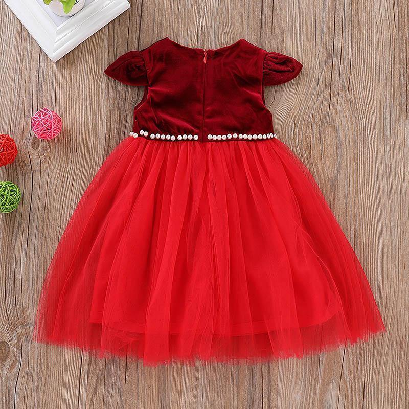 Red dress with pearls