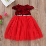 Red dress with pearls