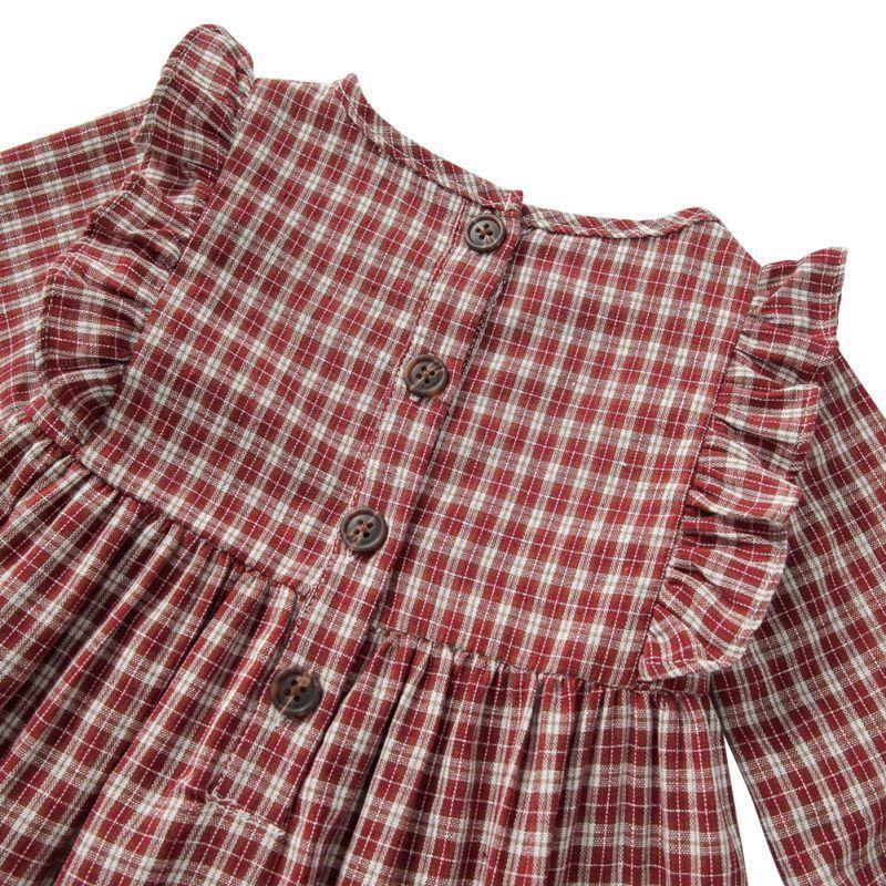 Checkered Dress with Lace and Ruffles