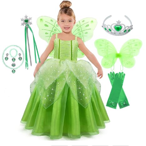 Vestido Fantasia Sininho Tinker Bell + Acessórios