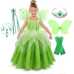 Vestido Fantasia Sininho Tinker Bell + Acessórios