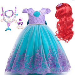 Fantasia Vestido Princesa Ariel Super Luxo com Peruca + Acessórios - Infantil