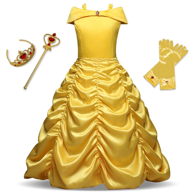 Luxury Princess Belle and the Beast Kids Costume Dress + Accessories