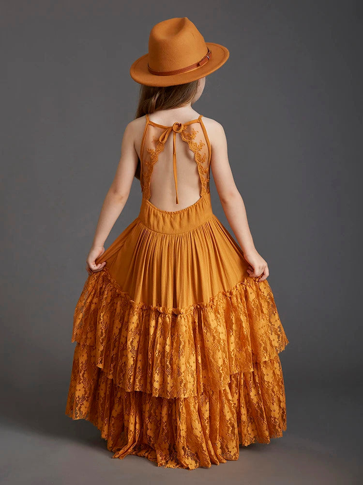 Short-sleeved lace dress for Kids.
