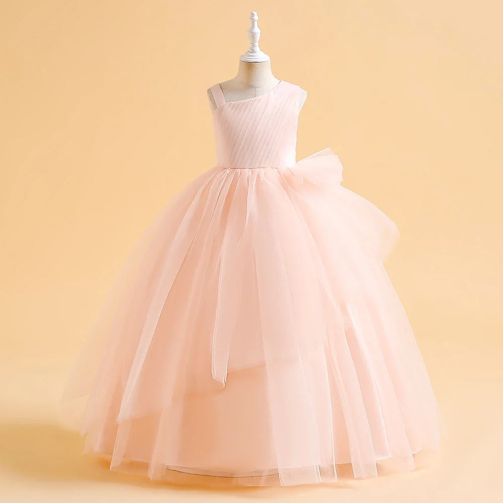 Long Lace Party Dress for Girls, Rose