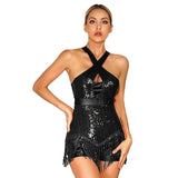 Latin Dance Dress with Sequin Fringe