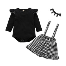 Carregar imagem no visualizador da galeria, Conjunto Body e Saia Xadrez com Alça - Tamanhos de 0 a 3 anos
