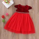 Red dress with pearls