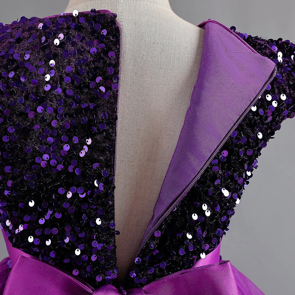 Purple Princess Dress with Sequins, Long, for Kids