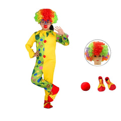 Fantasia Palhaço Colorida com Bolinhas Infantil Menino + Acessórios