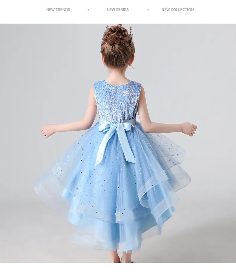 Kids Party Dress with Lace and Sequins