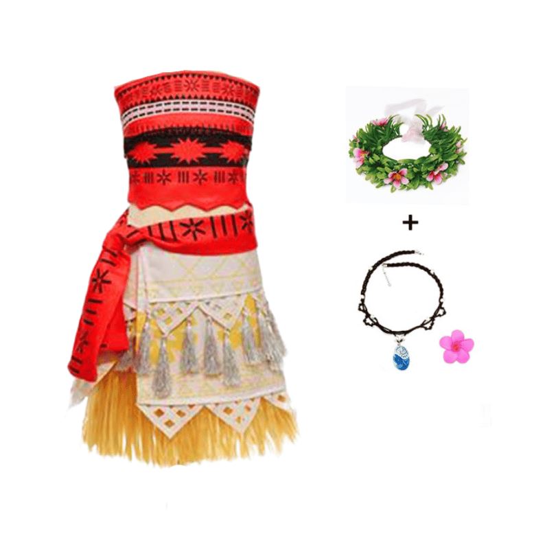 Moana Princess Costume, Super Deluxe, with Crown and Necklace