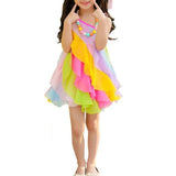 Colorful Layered Ruffled Dress