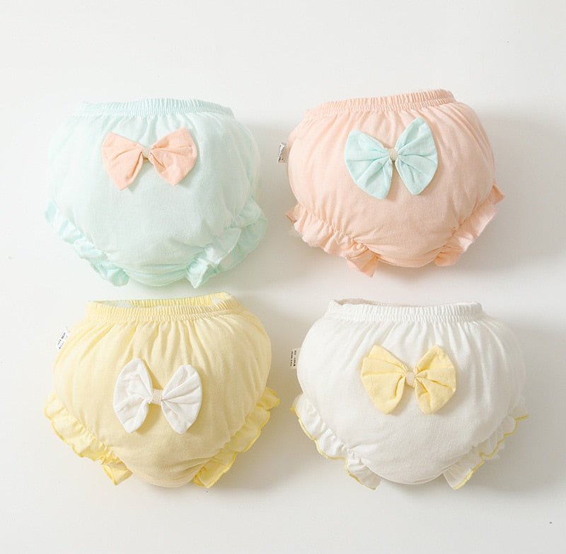 Set of 4 Diaper Covers for Girls' Panties, 100% Cotton