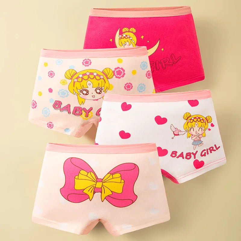 Set of 4 Princess Boxer Briefs for Kids, Sizes 1-12 Years