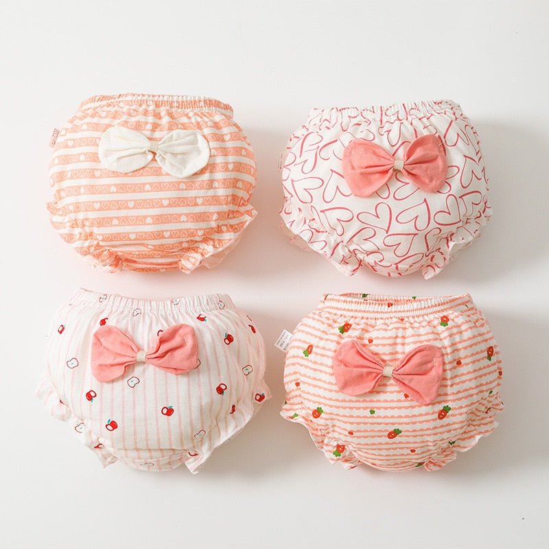 Set of 4 Diaper Covers for Girls' Panties, 100% Cotton