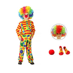 Fantasia Palhaço Amarelo colorido com macacão Infantil Menino + Acessórios