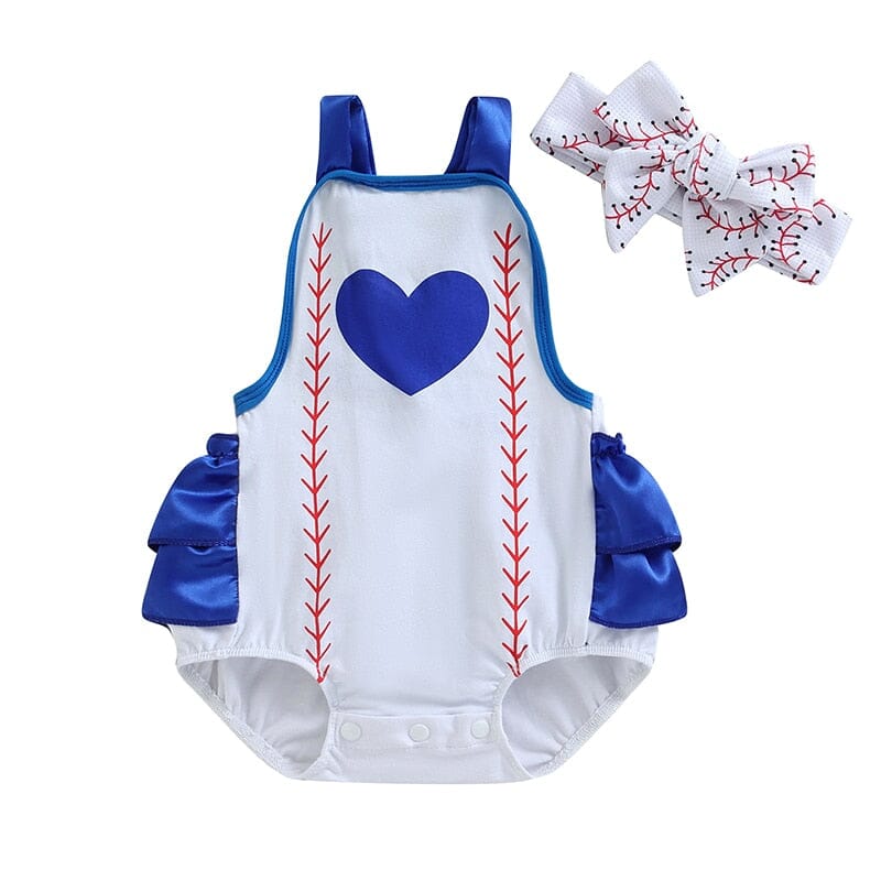 Body Infantil Feminino Azul Coração + Faixa