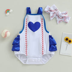 Body Infantil Feminino Azul Coração + Faixa