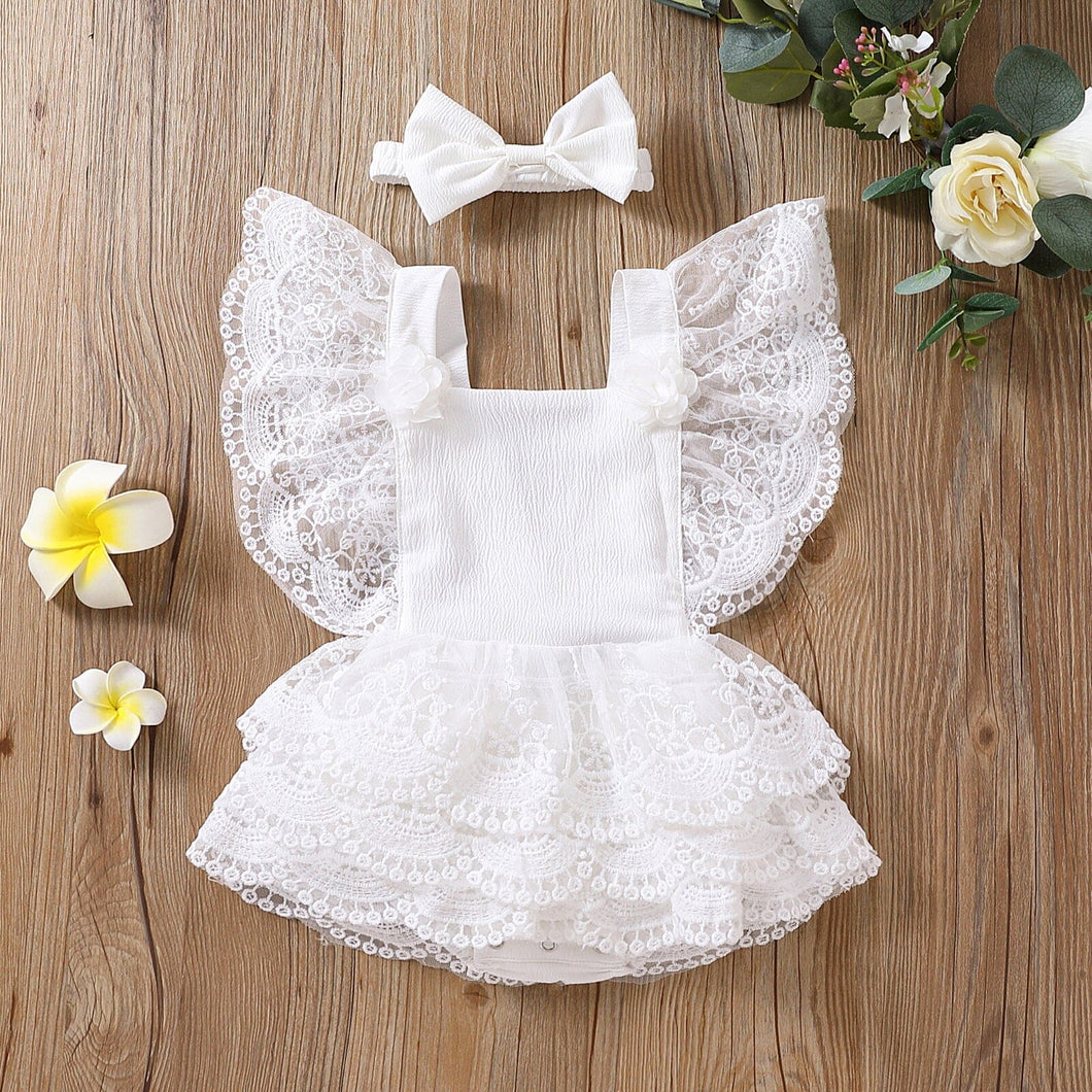 Body Infantil Feminino Babadinhos e Flores + Faixa