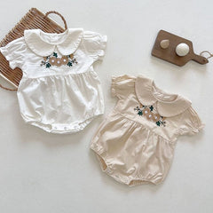 Body Infantil Feminino Bordado Flores