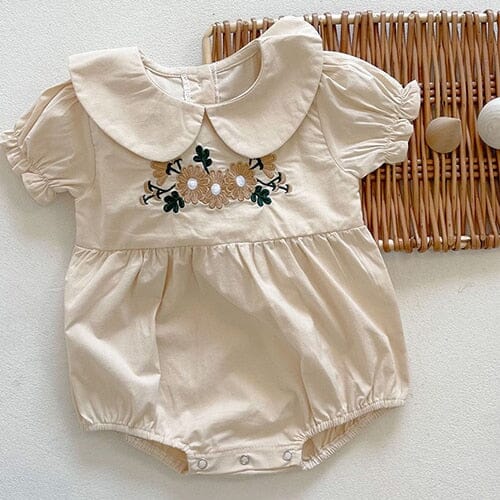 Body Infantil Feminino Bordado Flores