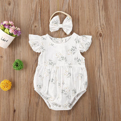 Body Infantil Feminino Botões Floral + Faixa