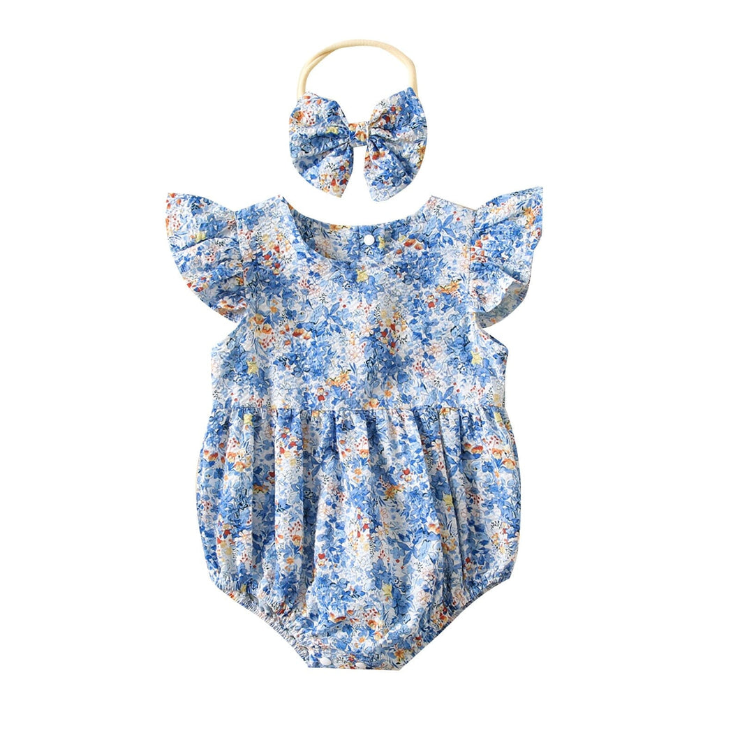 Body Infantil Feminino Botões Floral + Faixa