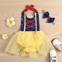 Body Infantil Feminino Branca de Neve + Faixa