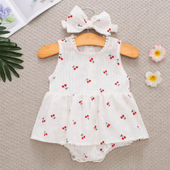 Body Infantil Feminino Cerejas + Laço