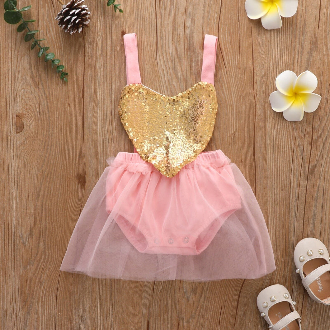 Body Infantil Feminino Coração Dourado