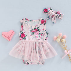 Body Infantil Feminino Floral Sainha + Faixa