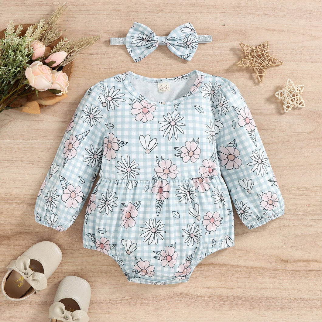 Body Infantil Feminino Flores + Faixa