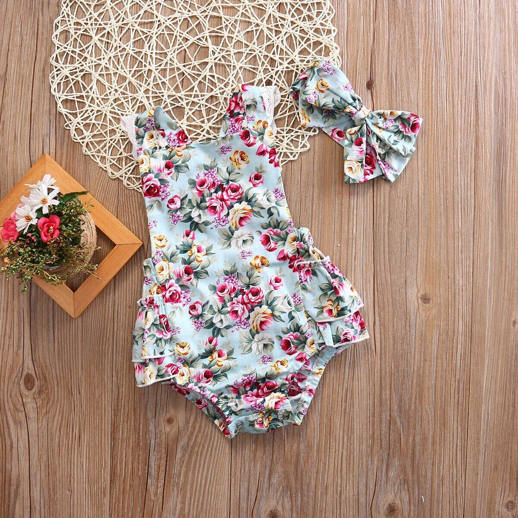 Body Infantil Feminino Florido + Faixa