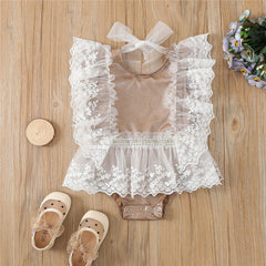 Body Infantil Feminino Marrom e Branco