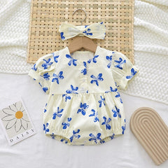 Body Infantil Feminino Primavera Azul + Faixa