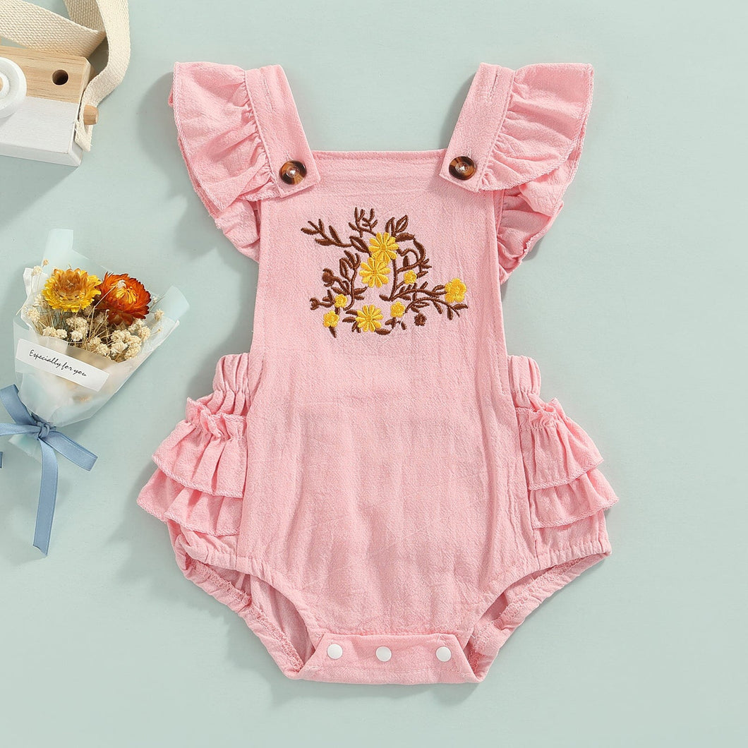 Body Infantil Feminino Rosa Bordado