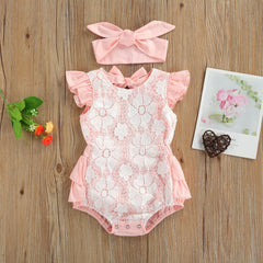 Body Infantil Feminino Rosa e Branco + Faixa