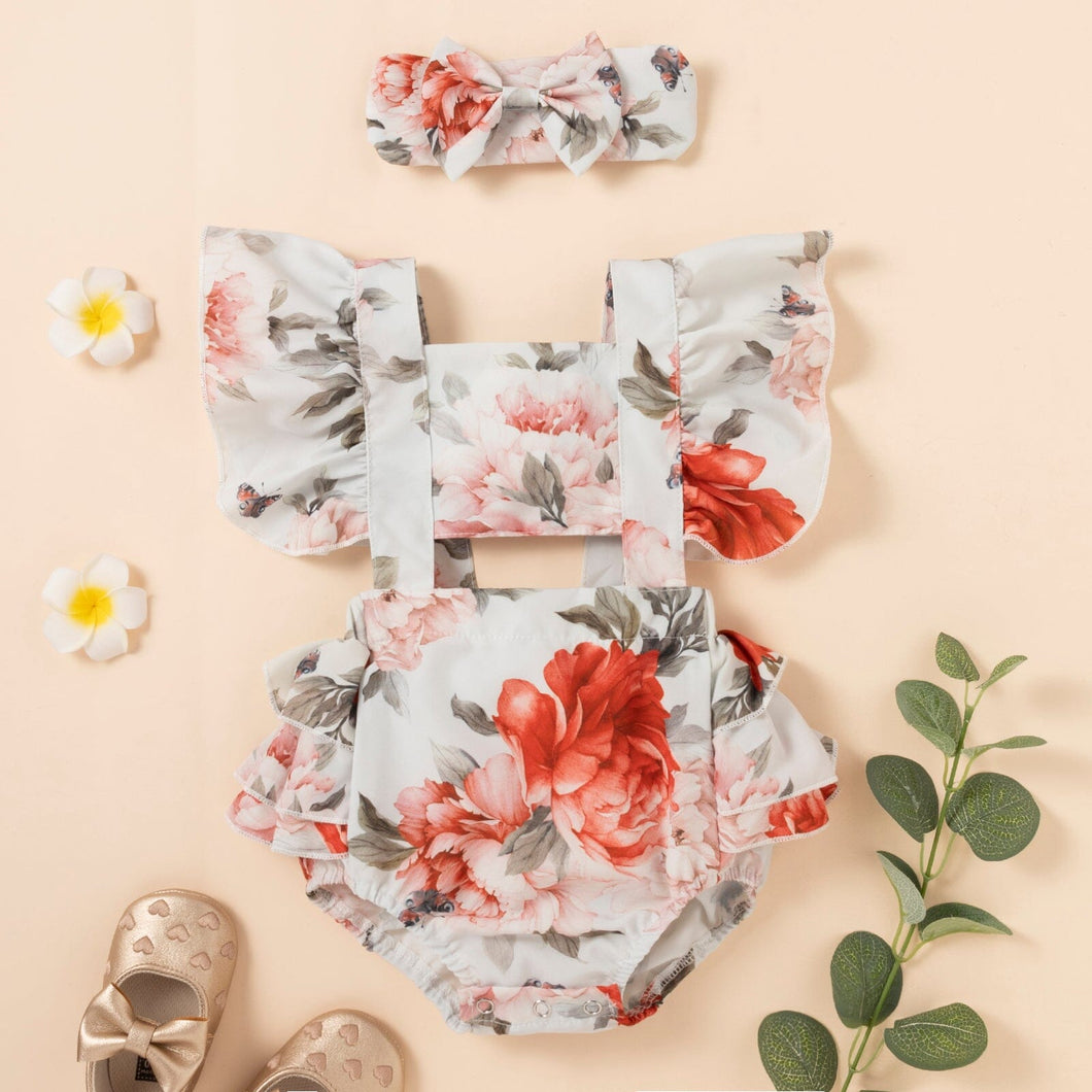 Body Infantil Feminino Rosas + Faixa