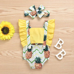 Body Infantil Feminino Verão Abacaxi + Faixa