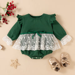 Body Infantil Feminino Verde e Rendinha