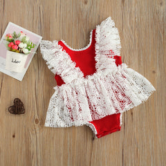 Body Infantil Feminino Vermelho e Branco