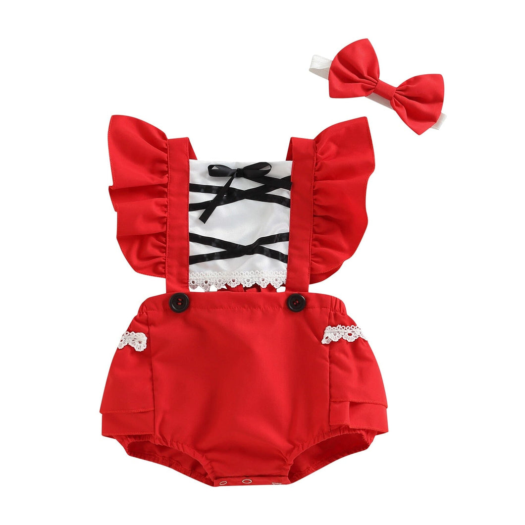 Body Infantil Feminino Vermelho + Faixa