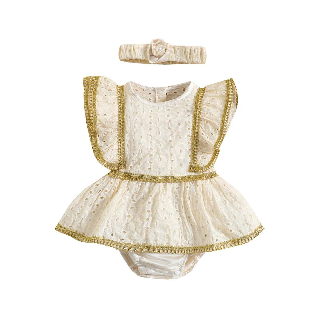 Body Infantil Feminino  Vestido Lese + Faixa