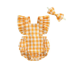 Body Infantil Feminino Xadrez +Tiara