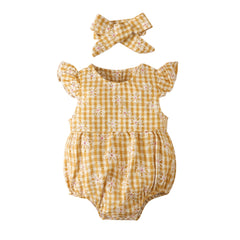 Body Infantil Xadrez e Florzinha + Faixa