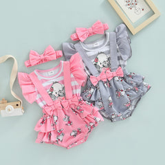 Body Romper Infantil Feminino Verão Elefantinhos