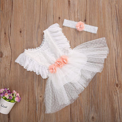 Body Vestido Infantil Tule e Renda + Faixa