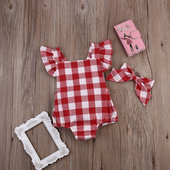 Body Infantil Xadrez Vermelho