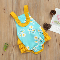 Body Infantil Feminino Azul Margaridas